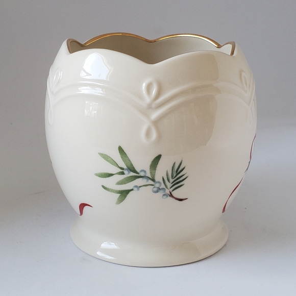 Lenox Votive Holder 24kt Gold Christmas Candy Cane Mistletoe Tealight Holder - Picture 5 of 9